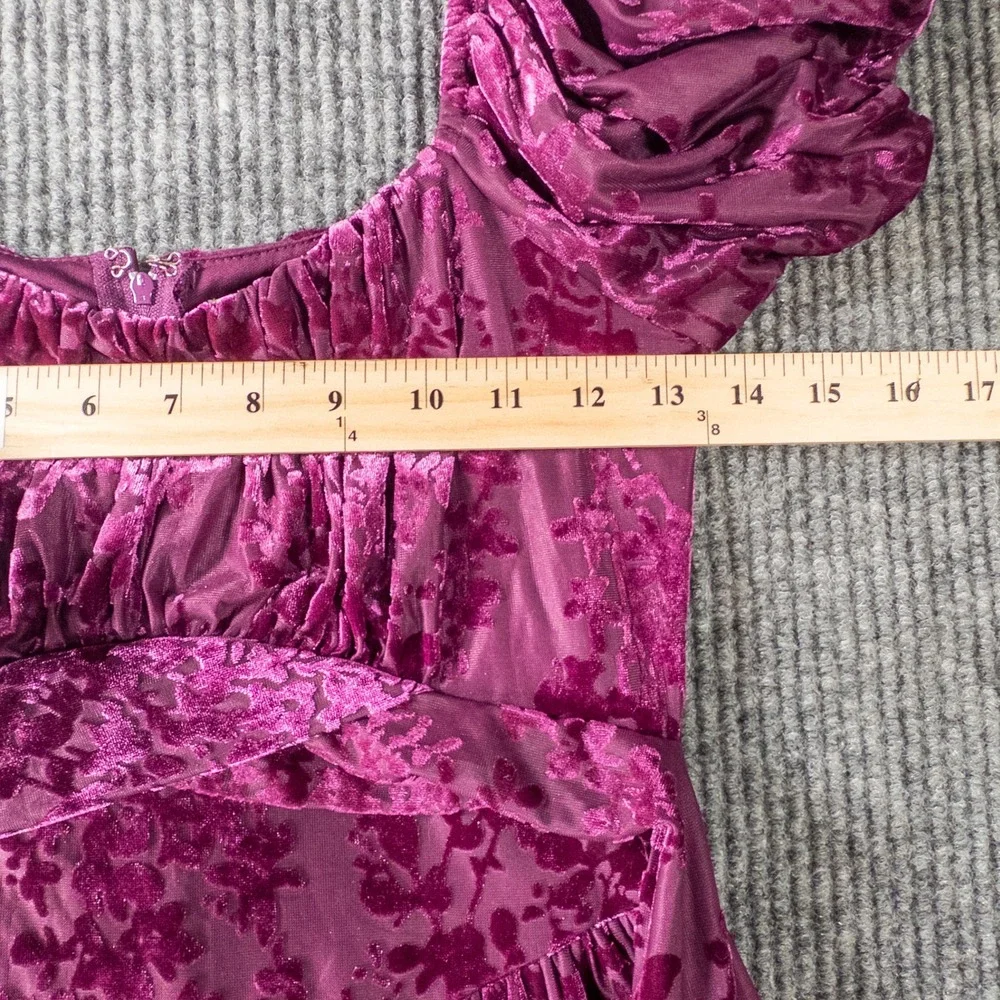 Francesca's Purple Velvet Burnout Mini Dress Size Small